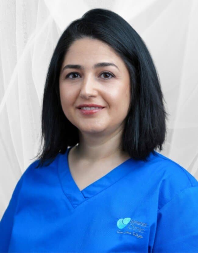 Portrait of Dr Sofia Al Zuriqat, General Dentist at Somerset Clinic.